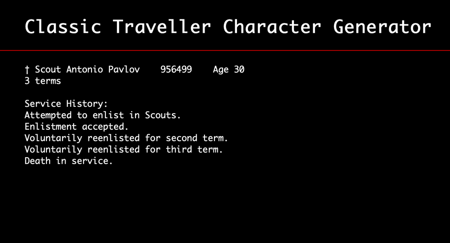 Traveller Character Generator
